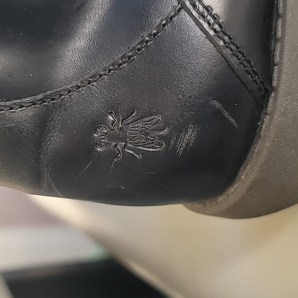 Fly London Womens  Sz 9 Black Mid-Calf Buckle Zipped Wedge Leather Boot Lug Moto - Picture 4 of 14